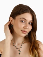 Набор 2 предмета: серьги, колье «Изумление» цветение, цвет зелёно-белый в золоте, 42 см - Фото 2