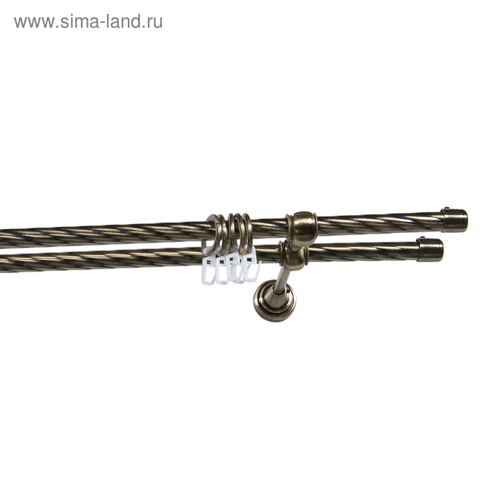 Карниз двухрядный витой d=16 мм, 240 см «Левша», цвет старое золото - Фото 1