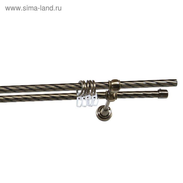 Карниз двухрядный «Левша», 340 см, витой, d=16 мм, цвет старое золото - Фото 1