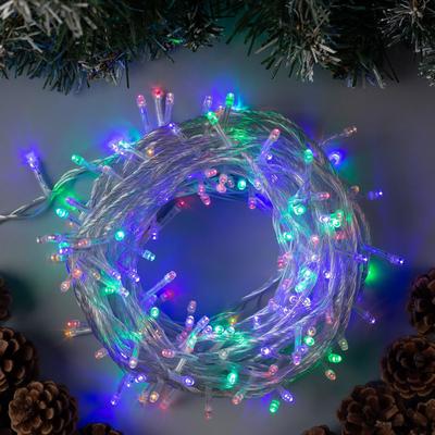 УЦЕНКА Гирлянда «Нить», 20 м, IP20, 200 LED, 220 В, 8 режимов, прозрачная нить, свечение мульти