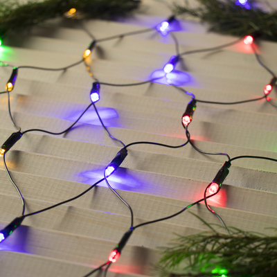 УЦЕНКА Гирлянда «Сеть», d=1.5 м, с кольцом на ёлку, IP20, 204 LED, 220 В, 8 режимов, тёмная нить, свечение мульти