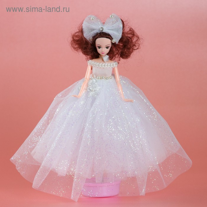Кукла на подставке «Принцесса», музыкальная, белое платье - Фото 1