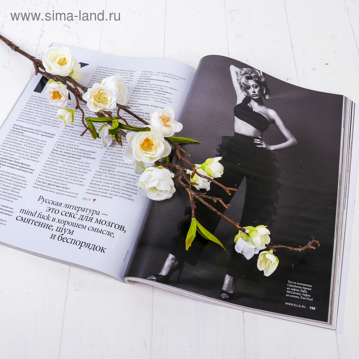 Цветы искусственные "Вишнёвый цвет" 4*90 см, белый - Фото 1