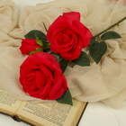 Цветы искусственные "Роза Амальгама три бутона" 10*64 см, красный - Фото 1