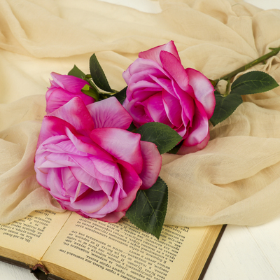 Цветы искусственные "Роза Амальгама три бутона" 10*64 см, сиреневый