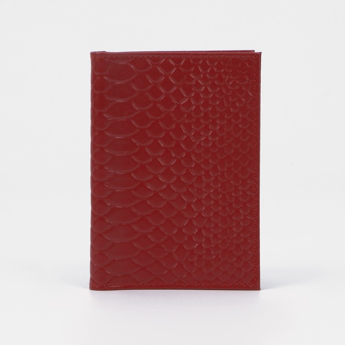 Обложка для автодокументов и паспорта, крокодил, цвет красный - Фото 1
