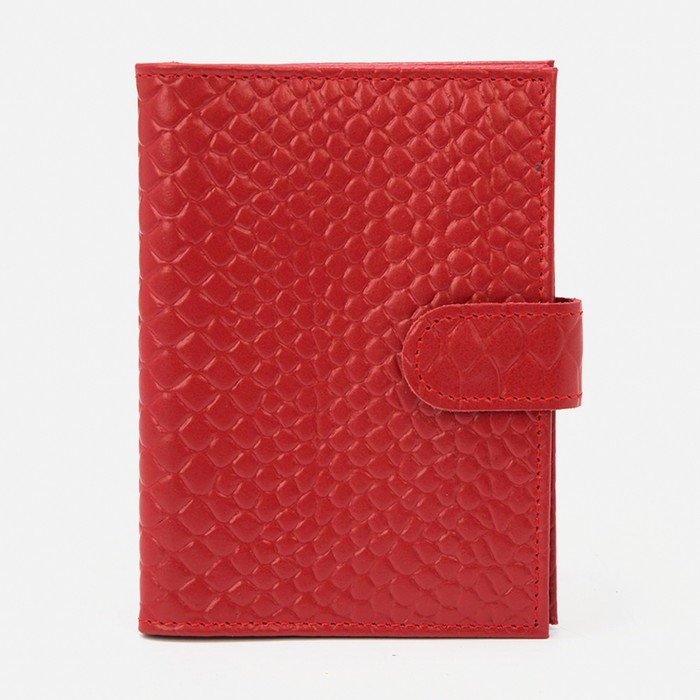 Обложка 2 в 1 для автодокументов и паспорта на кнопке, цвет красный - Фото 1