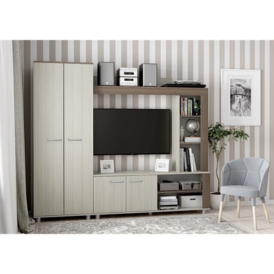 Гостиная «София-2», 1900×2200×370 мм, цвет ясень шимо тёмный/ясень шимо светлый