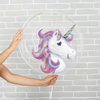 Воздушный шар полимерный 18" «Единорог», шар в шаре