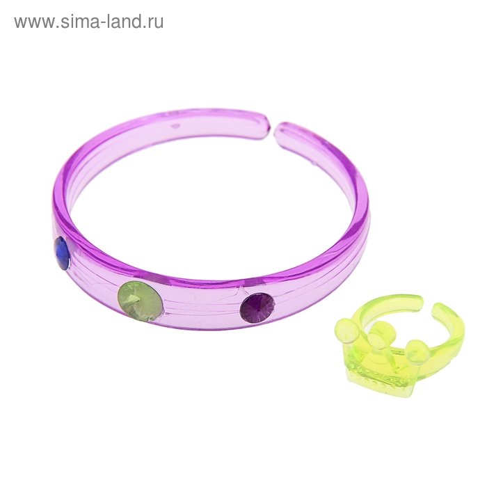Карнавальный набор 2 предмета: браслет, кольцо, цвета МИКС - Фото 1