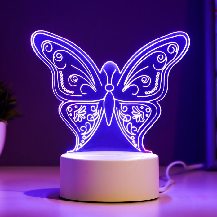 Светильник "Бабочка" LED RGB от сети 9,5х15х16см RISALUX - фото 1887825754