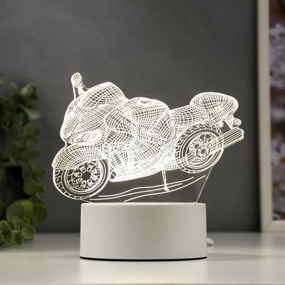 Светильник «Гоночный мотоцикл» LED белый от сети 9.5×16×14 см RISALUX