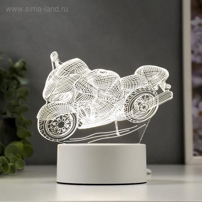 Светильник «Гоночный мотоцикл» LED белый от сети 9.5×16×14 см RISALUX - Фото 1