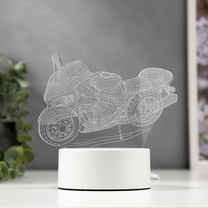 Светильник "Гоночный мотоцикл" LED белый от сети 9,5х16х14 см RISALUX - фото 1889307572