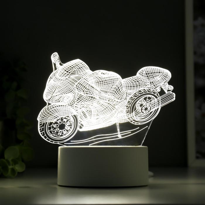Светильник "Гоночный мотоцикл" LED белый от сети 9,5х16х14 см RISALUX - фото 1908417732