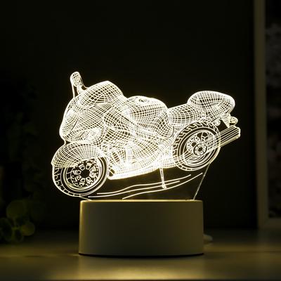 Светильник «Гоночный мотоцикл» LED белый от сети 9.5×16×14 см RISALUX