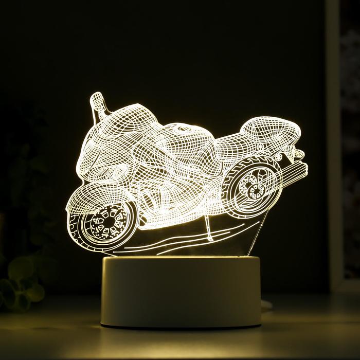 Светильник "Гоночный мотоцикл" LED белый от сети 9,5х16х14 см RISALUX - фото 1908417733