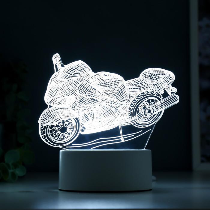 Светильник "Гоночный мотоцикл" LED белый от сети 9,5х16х14 см RISALUX - фото 1908417734