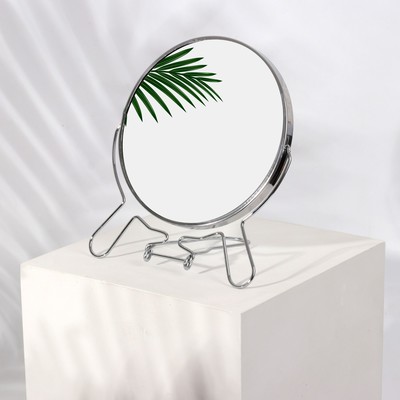 Зеркало складное-подвесное, двустороннее, с увеличением, d зеркальной поверхности 14 см, цвет серебряный