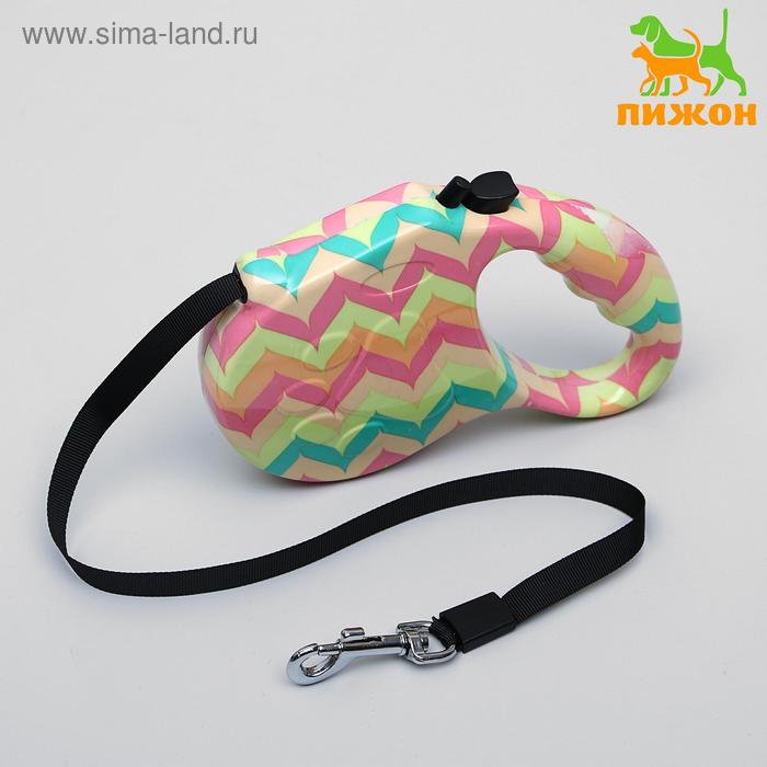 Рулетка "Лапа", 5 м, до 35 кг, принт зигзаги - Фото 1