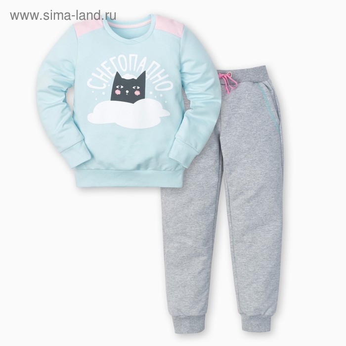 Комплект для девочки: джемпер и брюки KAFTAN "Снегопадно", гол., серый, р-р 32, рост 110-116 см - Фото 1