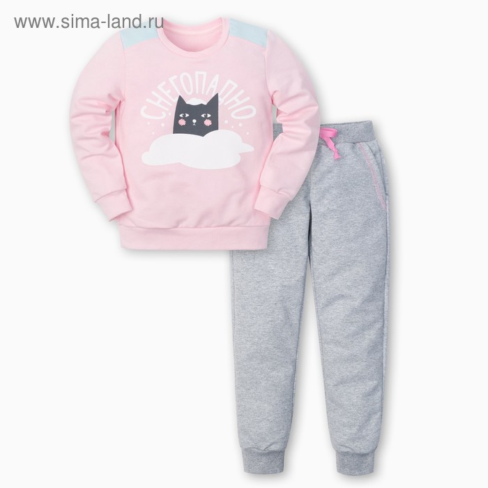 Комплект для девочки: джемпер и брюки KAFTAN "Снегопадно", роз., серый, р-р 32, рост 110-116 см - Фото 1