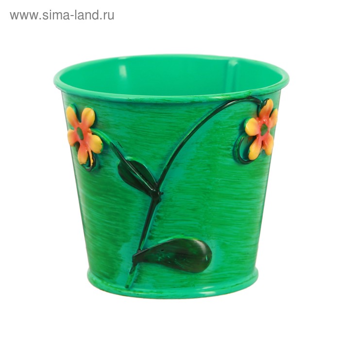 Горшок средний «Цветочки», цвет зелёный - Фото 1