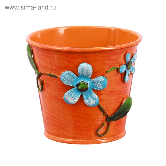 Горшок средний «Цветочки», цвет оранжевый - Фото 1