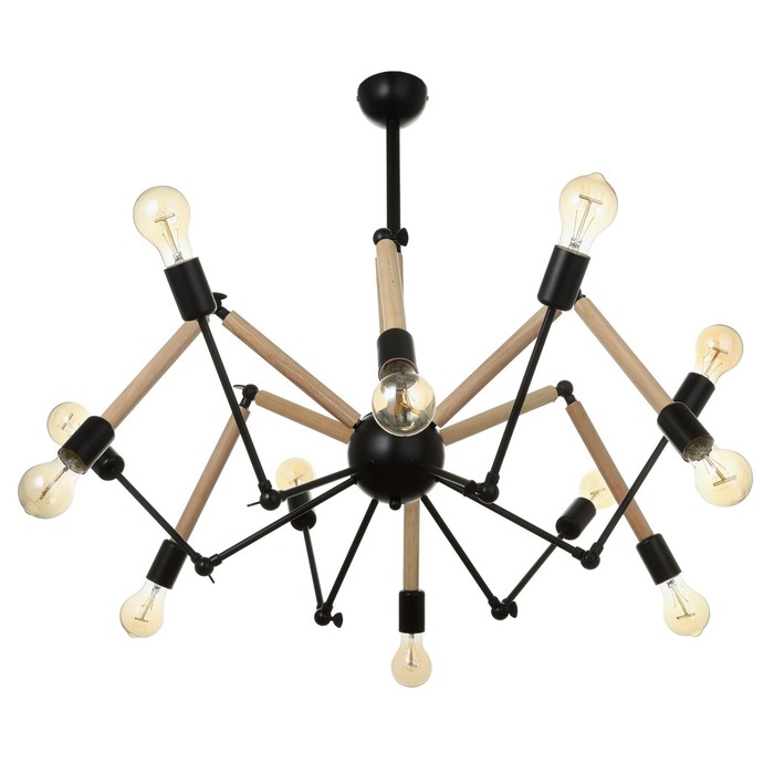 Люстра "Краб-дерево" 12х60Вт Е27 черный 80х80х100см - Фото 1