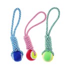 Игрушка канатная плетёная с мячом, до 130 г, до 33 см, микс цветов - фото 8425361
