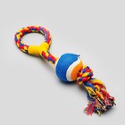 Игрушка канатная с ручкой и мячом, до 150 г, до 35 см, микс цветов - фото 8425363