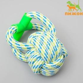 Игрушка канатная "Мегамяч" с ручкой, до 190 г, 15 х 9 см, микс цветов