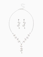 Набор 2 предмета: серьги, колье «Изумление» ветвь, цвет белый в серебре, 42 см - Фото 1