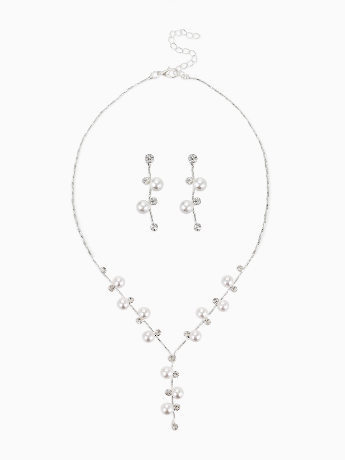Набор 2 предмета: серьги, колье «Изумление» ветвь, цвет белый в серебре, 42 см - Фото 1