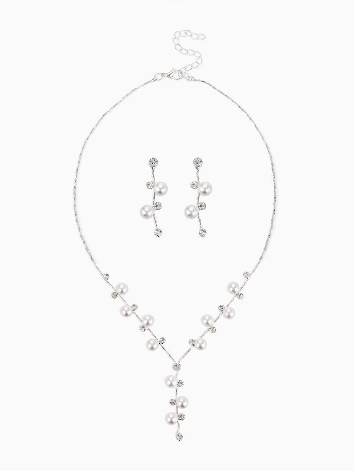 Набор 2 предмета: серьги, колье «Изумление» ветвь, цвет белый в серебре, 42 см - Фото 1