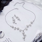 Набор 2 предмета: серьги, колье "Изумление" ветвь, цвет белый в серебре, 42 см - фото 809331068