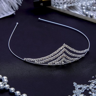 Диадема для волос «Ванесса», 3.5 см, серебро