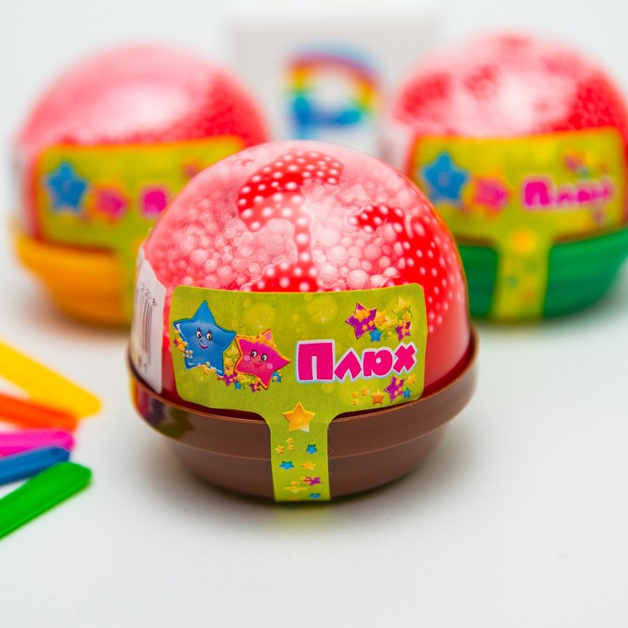 Слайм «Плюх», с шариками, красный, капсула 40 г - Фото 1