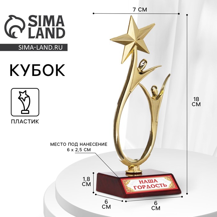 Кубок «Наша гордость», наградная фигура, золото, пластик, 18×7 см - Фото 1
