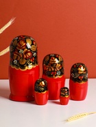 Матрёшка дерево «Рябинка», чёрный платок, 5 кукольная, 18 см - Фото 2