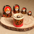 Матрёшка «Рябинка», чёрный платок, 5 кукольная, 18 см - фото 809295833