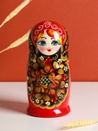 Матрёшка дерево «Рябинка», чёрный платок, 5 кукольная, 18 см - Фото 3