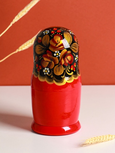 Матрёшка «Рябинка», чёрный платок, 5 кукольная, 18 см