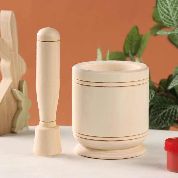 Основа для росписи «Ступка с пестиком», дерево, 9.5×19 см - Фото 1