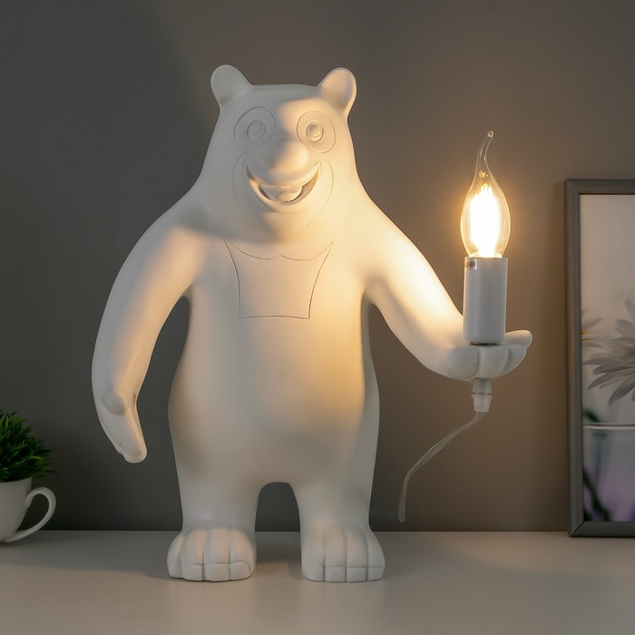 Настольная лампа Bear 1x40Вт E14 белый 30x30x41см - фото 1889307988