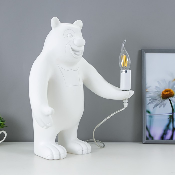 Настольная лампа Bear 1x40Вт E14 белый 30x30x41см - фото 1889307990
