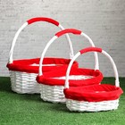 Корзина плетёная для хранения, ива, белая, красная, набор 3 шт. - фото 59752721