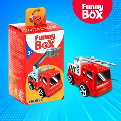 Игрушка - сюрприз Funny Box «Пожарная техника»: карточка, фигурка, лист наклеек