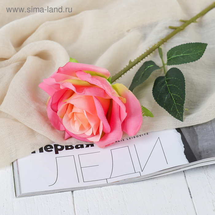 Цветы искусственные «Роза Гран При», 7×46 см, розовые - Фото 1