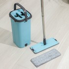 Швабра с отжимом и ведро: ведро с отсеками для полоскания и отжима 12 л, швабра плоская, запасная насадка из микрофибры - Фото 2